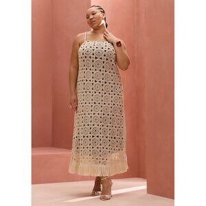 Eloquii Womens Crochet Lace Overlay Maxi Dress Size 16‎ NWT